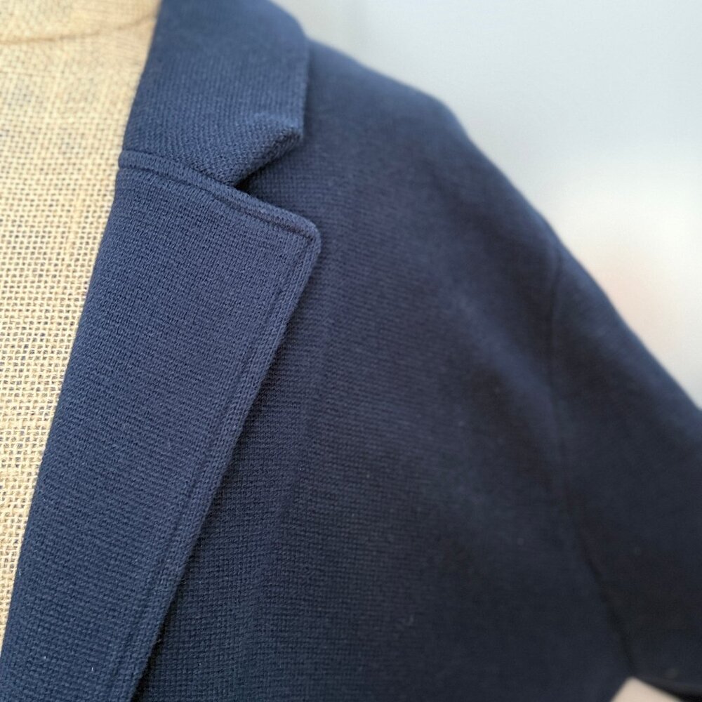 QUINCE | Navy Blue Organic Cotton Knit Blazer, Size Large